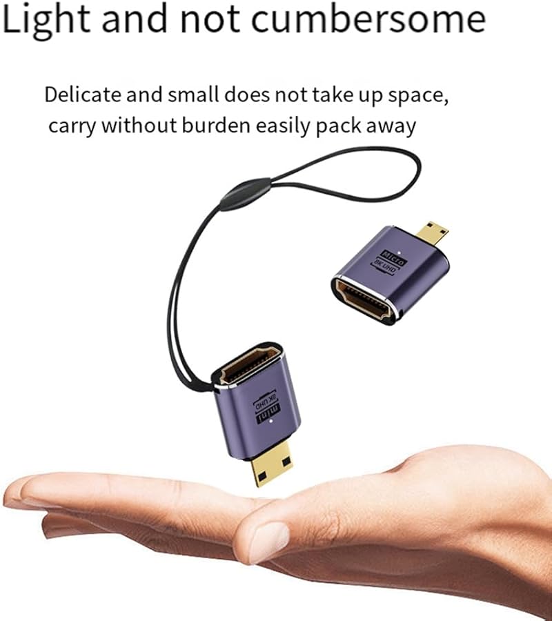 2 Pack 8K HDMI Micro Adapter for Camera HDTV Monitor Easy to Use - Image 3